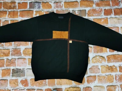 Carlo Colucci Suéter Vintage Negro Naranja Casual Talla M En Perfecto Estado - Imagen 1 de 4