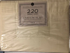 BASIC COLLECTION 3 PIECE TWIN SHEET SET 220 THREAD CT NEW Beige - Picture 1 of 3
