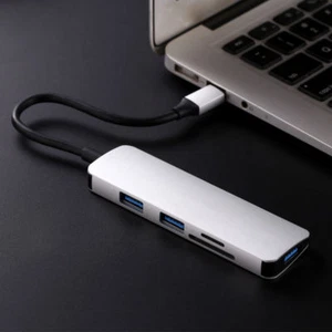USB Type-C 5in1 Hub Adapter 3 USB 3.0 SD/TF Card Reader for Dell Laptop Macbook - Picture 1 of 8