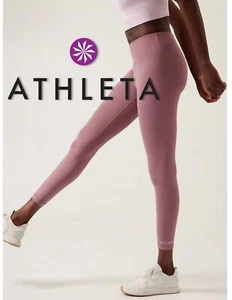 ATHLETA sz M Elation Train Logo 7/8 Tights in Dark Sugarplum Mauve BRAND NEW - Picture 1 of 4