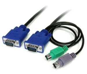 StarTech 6FT VGA PS2 KVM CABLE 3 IN 1 ULTRA THIN VGA PS2 KVM CORD - Picture 1 of 1