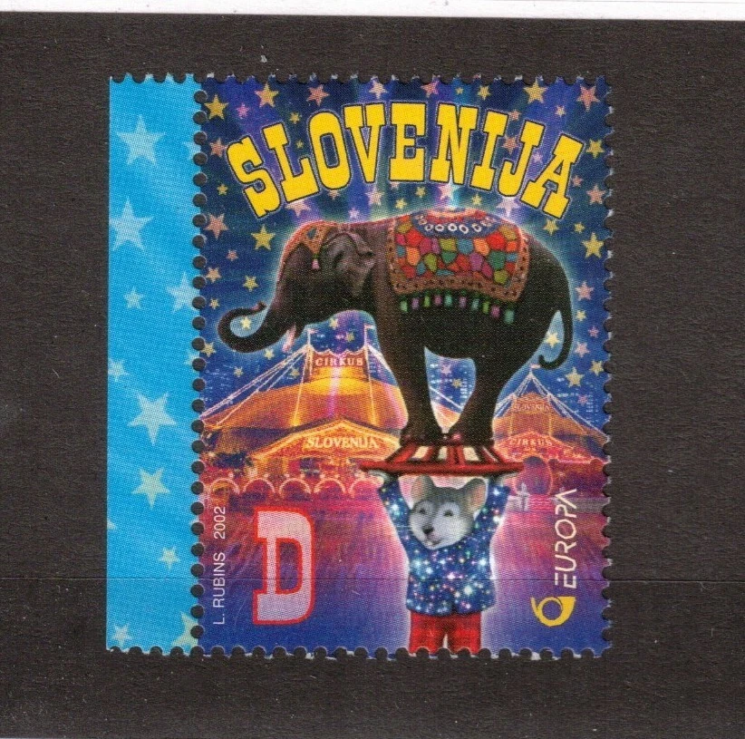 Slovenia Sc 495 MNH of 2002 - Europa issue - Circus Elephant, Mouse - HM05 - Image 1 of 1
