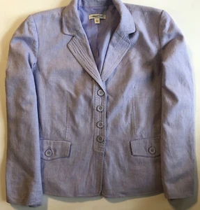 Coldwater Creek Lavender Purple Lilac Linen Blazer Jacket L Classic 4 Button - Picture 1 of 11