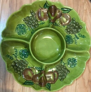 CALIFORNIA USA KERAMIK RELISH GETEILT GROSSE SERVIERSCHALE OBSTMUSTER #2013 - Bild 1 von 4