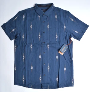 NUEVO CON ETIQUETAS Camisa Para Hombres Roark Journey SS $85 M Azul Abotonada Algodón Tencel Informal - Imagen 1 de 3