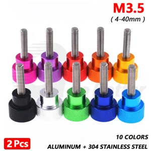2X M3.5 Aluminum High Head Knurled Thumb Screw Knob Bolt Stainless Steel 4-40mm - Picture 1 of 6