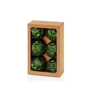 Dark Green Geo-Shaped Balls 70mm Christmas Decoration / Ornaments Pack x6 - Picture 1 of 1