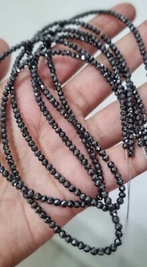 4 mm schwarz Moissanit facettierte Perlen | AAA-Schnitt | Moissanit Halskette & maßgeschneidert - Bild 1 von 4