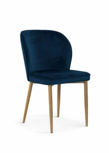 Stuhl Polsterstuhl Agnes Esszimmerstuhl Velvet Samtoptik Metallfüß Eichefarbe 08 - Bild 1 von 14