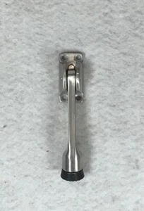 Door Stop Rubber Foot Brushed Silver  Lever Door Holder No Screws - Picture 1 of 3