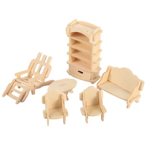 New 3D Wooden Dollhouse Furniture Puzzles DIY Miniature Furniture Models Set - Picture 1 of 8