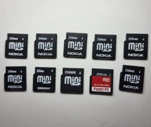 Job Lot 10 x MiniSD Memory Card for Nokia Mini SD 256mb rare - Picture 1 of 2
