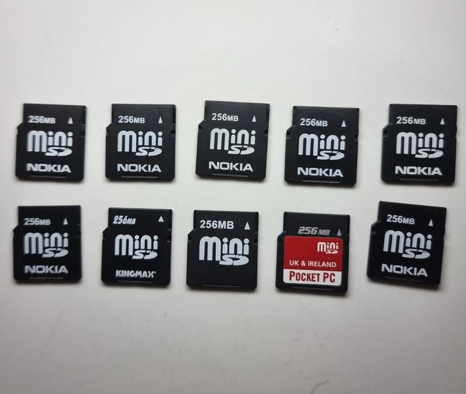 Job Lot 10 x MiniSD Memory Card for Nokia Mini SD 256mb rare  - Image 1 of 2