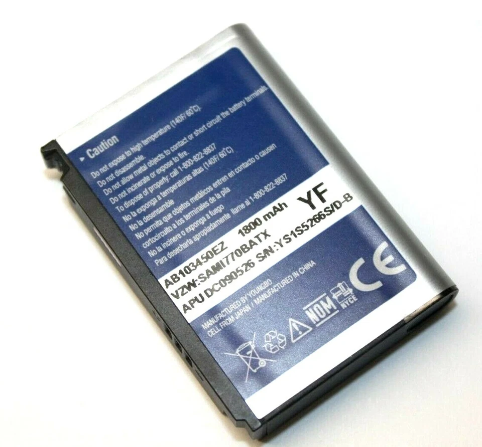 Batería de iones de litio de repuesto genuina OEM Samsung AB103450EZ 3,7 V 1800 mAh para i770 Foto 1 de 1