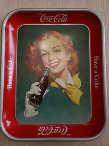 RARE ORIGINAL VINTAGE 1950 RED HAIR GIRL COCA COLA COKE SERVING TRAY GREAT  - Picture 1 of 4