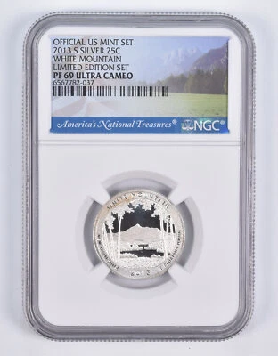 2013-S Silver PF69 ANT White Mountain Quarter Limited Edition NGC - Image 1 of 4