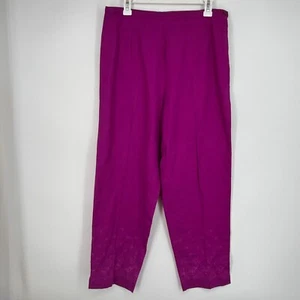 Worthington Womens 14 Fits Size 8 10 Cropped Pants Fuchsia Pink Linen Cotton - Picture 1 of 11