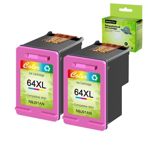 Cartucho de tinta color 64XL 2PK compatible con HP ENVY Photo 7132 6230 6232 7830 - Imagen 1 de 8