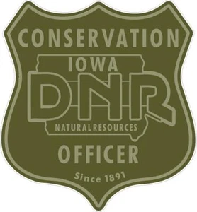 Iowa Conservation Officer Reflective Sticker Police LEO Game Warden DNR Green IA - Picture 1 of 3