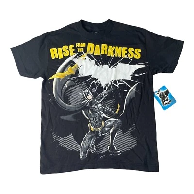 BATMAN DC Comics BOYS T Shirt Size L 10/12 RISE FROM THE DARKNESS Black Yellow - Image 1 of 4