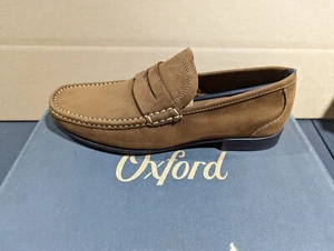 NEW IN BOX MEN'S OXFORD SUEDE LOAFERS, CAMEL, SIZE: 9 - Picture 1 of 3