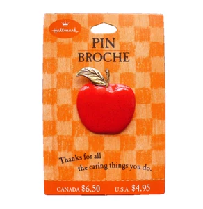 Hallmark PIN Thanksgiving Vintage APPLE with LEAF Ceramic 1990s Brooch NEW - Picture 1 of 4