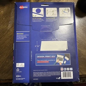Tarjetas de lugar imprimibles Avery 5011 1-7/16" x 3-3/4" blanco mate texturizado - 150 piezas - Imagen 1 de 2