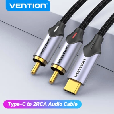 USB Type C to 2 RCA Audio Cable Speaker Amplifier Laptop Splitter Home Theater - Image 1 of 4