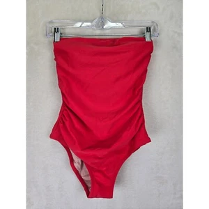 NWT J Crew Factory Womens One-Piece Strapless Swimsuit XS Red Beach Pool Cruise - Picture 1 of 5