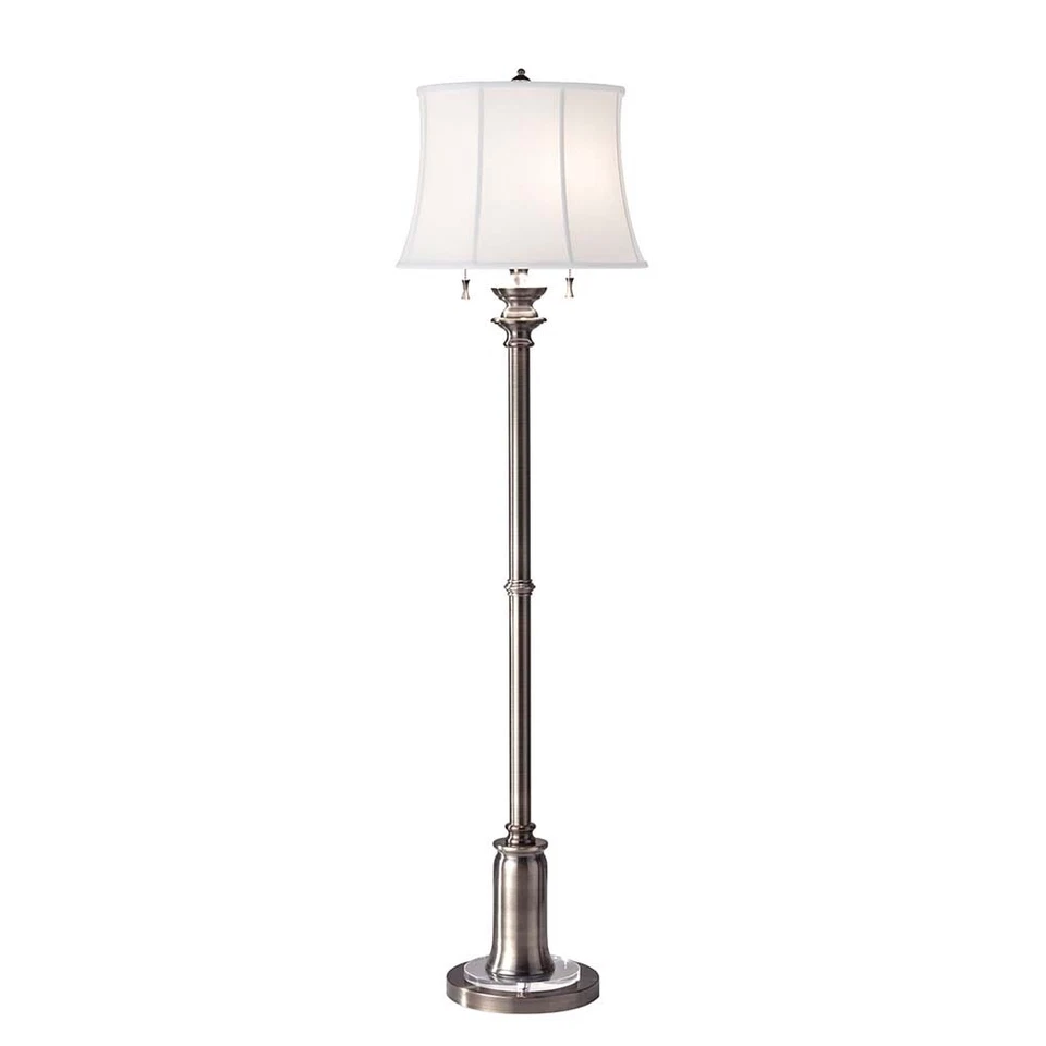 Piantana Lampada da Soggiorno Acciaio Nichel H 157,5 CM 2 Fiamma - Immagine 1 di 1