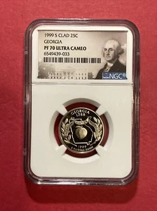 1999 S Clad 25C PF70 Ultra Cameo Georgia State Quarter Proof - Picture 1 of 2