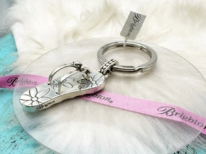 Brighton Crystal Dixie Flower Flip Flop Key Fob Ring Silver Plate Key Chain NWT - Picture 1 of 7