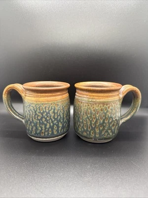 Juego de 2 tazas de té de café de gres Royce Yoder Pennsylvania Artist Studio cerámica Foto 1 de 4