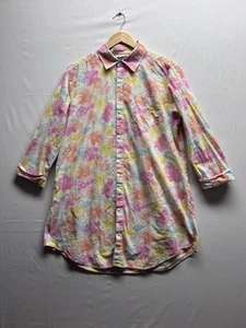 Lauren Ralph Lauren Womens M Monogrammed Pink Pastel Long Tail Blouse 3/4 Sleeve - Picture 1 of 8