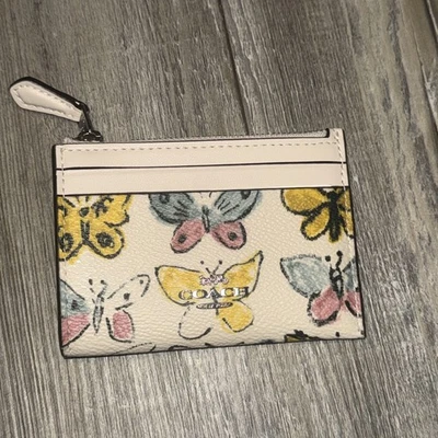 Mini estuche de identificación ajustado Coach Chalk Multi Butterfly P Signature de lona recubierta - CAR22 Foto 1 de 3