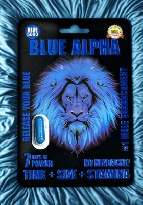 Paquete de 95 suplementos de vitalidad y excitación Blue Alpha 5000 para hombre + muestras gratis Foto 1 de 4