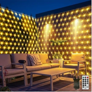 Elegantes 6x2m LED Lichternetz für Garten & Balkon mit Fernbedienung – Warmweiss - Bild 1 von 12