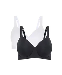 Jockey Forever Fit Full Coverage Bra 2 Pack White/Black Size XL. BNWT RRP £54 - Picture 1 of 5