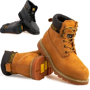 Para Hombre Cuero Goodyear Seguridad Wellada Puntera de Acero Gorra Tobillo Zapatos de Trabajo Botas de Excursor Talla - Imagen 1 de 17
