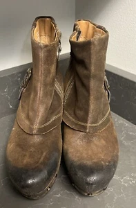 Earthies Lacarne Brown Oily Leather Bootie. Sise 10 - Picture 1 of 5