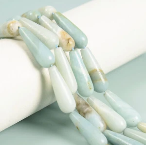 Natürlicher Amazonit Glatt Voll Träne Perlen Größe 10x30 mm 15,5 Zoll Strang - Bild 1 von 2