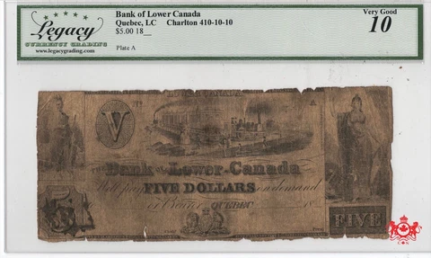 1847 Bank Of Lower Canada 5$ Quebec - Legacy VG10 - 410-10-10 Cover