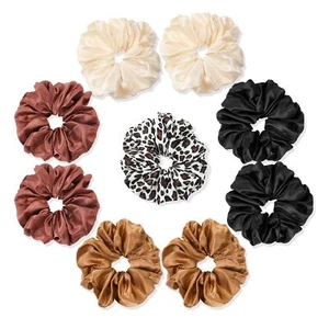 9 Pcs Satin Silk Scrunchies Ponytail Holders Hair Ties for Women Girls - Picture 1 of 8