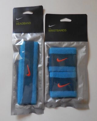 耐克 Swoosh 头带和腕带套装男女通用 Marina/Laser 蓝色/Rush 橙色 — 第 1/4 张图片