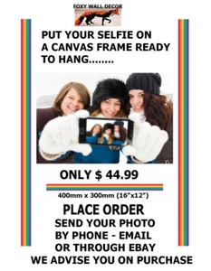 Selfie Photo to Canvas Framed Favourite Team Baby Pics School Pet Dog Print - Picture 1 of 8