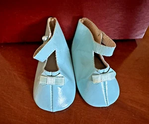 Teal, Aqua, Blue BJD Leather Doll Shoes, Artist Old Store Stock 3 5/8" Long NICE - Picture 1 of 6