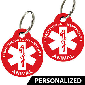 ESA -Emotional Support Animal ID Tags. Personalized, Premium Aluminum (Set of 2)