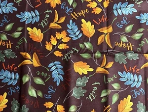 Precut 1/2 YD Joy Peace Love Leaves Faith Life Light Fall Cotton Fabric - Picture 1 of 3