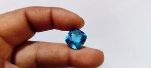 12.63 cts. Natural Huge size Swiss Blue Topaz Cushion shape Loose Gemstones b253 - Picture 1 of 8