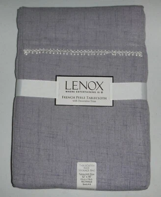 Lenox French Perle Decorative Trim Oblong Rectangular 52"x70" Tablecloth Violet - Image 1 of 3
